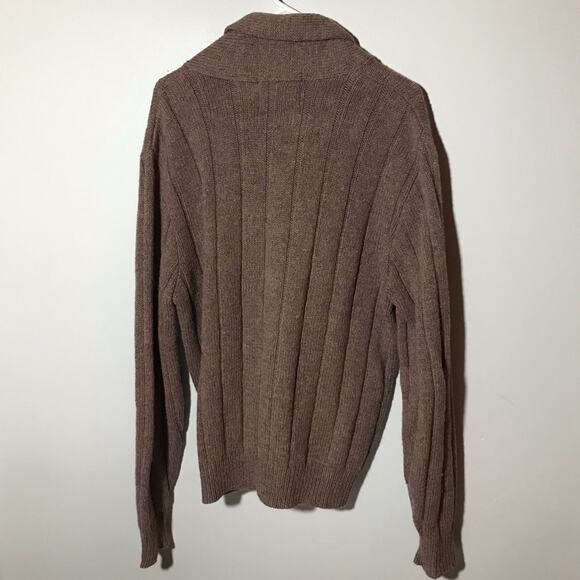 Northern Isles wool leather button up cardigan XL made in USA vintage unisex - Picture 2 of 10